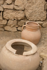 Turkey, Ephesus. Historic Terrace Houses. Ancient clay pots..