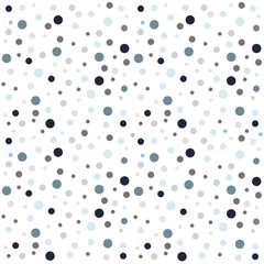 Cute seamless vector background pattern with hand drawn dots in pastel blue on white.  For baby boy shower