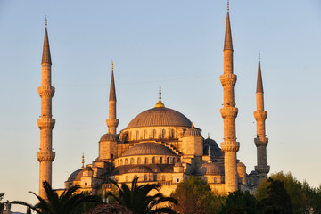 Istanbul, Turkey. The Blue Mosque at sunset.