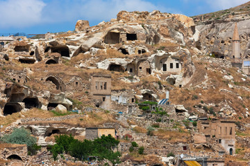 Houses carved into the rocks, Nevsehir, Central Anatolia, Turkey