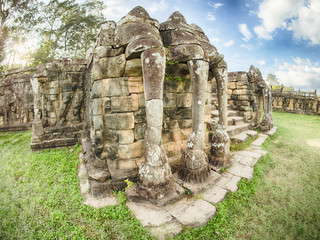 Asia, Cambodia, Angkor Watt, Siem Reap, Terrace of the Leper King in Angkor Thom