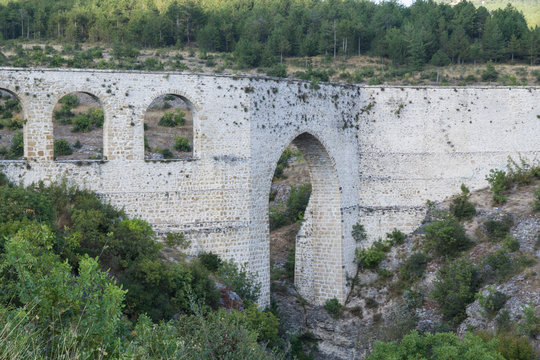Turkey, Safranbolu. Incekaya observation platform just outside of Safranbolu. Incekaya Aqueduct originally built in Byzantine times, restored in 1790s by Izzet Mehmet Pasa.