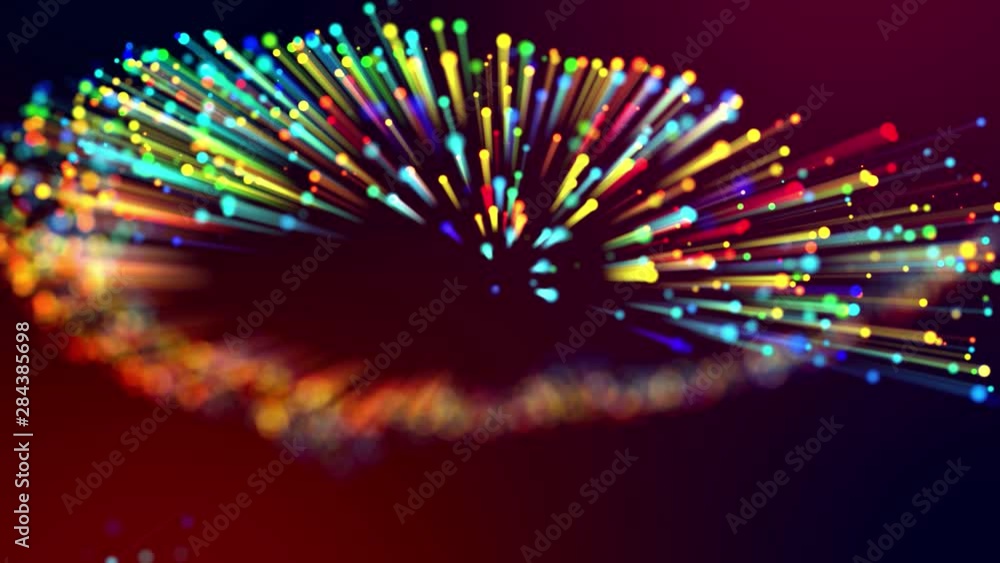 Poster 4k abstract background with multicolor light rays like laser show, with shining bokeh sparkling part