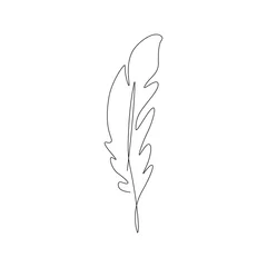 Wall murals One line bird feather one line drawing. Continuous line. Hand-drawn minimalist illustration, vector.