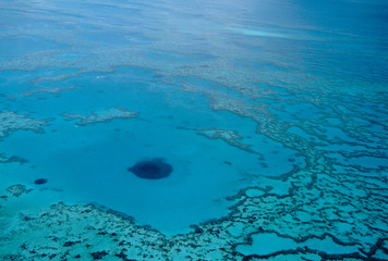 Australia, Queensland. Great Barrier Reef views from the air, Blue Hole.