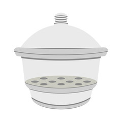 Vector flat simple illustration of gray scientific laboratory vacuum desiccator used for preserving moisture sensitive items and substances. Icon of chemistry glassware isolated on a white background.