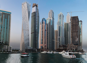 Fototapeta na wymiar Harbor view of downtown. Dubai, United Arab Emirates.