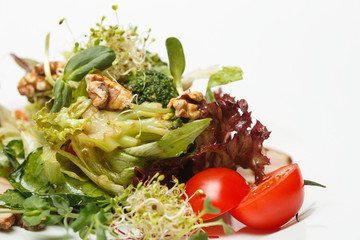 salad of fresh sprouts, vegetables and nuts
