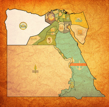 flag of Matrouh on map of Egypt Governorates