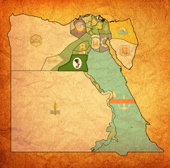 flag of Minya on map of Egypt Governorates