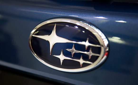 Detail of the Subaru car. Subaru is the automobile manufacturing division of Japanese Fuji Heavy Industries founded at 1953.
