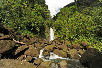 Dominica, Morne Trois Pitons, twin waterfalls of Trafalgar Falls