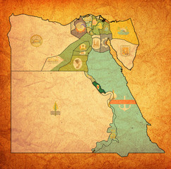 flag of Sohag on map of Egypt Governorates