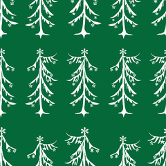 Obraz premium Seamless pattern of cartoon stylized christmas trees