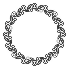Circle leaf frames. Floral leaves round frame, flower ornament circles and flowers circled border. Laurel leaf wreath icons for wedding invitation card. Decoration isolated vector symbols set