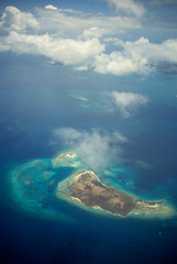 Caribbean: Puerto Rico, aerial view East of Puerto Rico of Culebrita Island