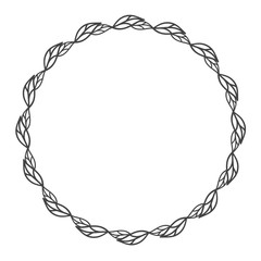 Circle leaf frames. Floral leaves round frame, flower ornament circles and flowers circled border. Laurel leaf wreath icons for wedding invitation card. Decoration isolated vector symbols set