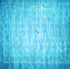 flag of Asyut on map of Egypt Governorates