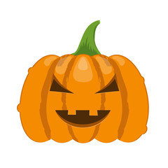 Cartoon halloween pumpkin. Orange pumpkins with carving scary smiling cute glowing faces. Decoration gourd vegetable or holiday spooky happy face, october nature vector isolated icon