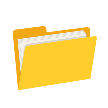 Yellow web computer folder with documents for design on white, stock vector illustration