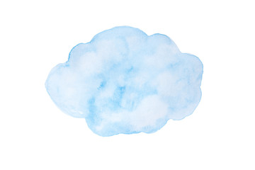 Abstract light blue watercolor painting background isolated on white