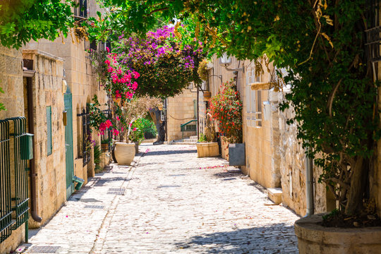 Fototapeta stone narrow street in Jerusalem old city
