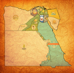 flag of Cairo on map of Egypt Governorates