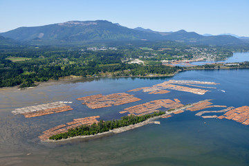 Canada, British Columbia, Log booms floating near Chemainus. © Kevin Oke/Danita Delimont