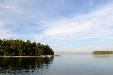 Canada, British Columbia, Cabbage Island. Cabbage Island with Tumbo Island on the right