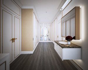 Walk-in closet design ,interior of modern classic style, 3d Rendering, 3d illustration