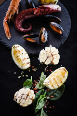 fresh seafood & grilled lemon and garlic