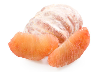 Tropical fruit,  Pomelo or Grapefruit isolated on white background with clipping path, The fruit is natural source of vitamin C and antioxidants, potassium, Healthy food for slow down aging.