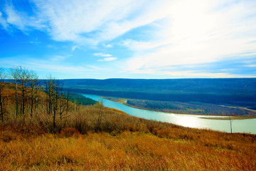 Peace River Valley, site of the proposed Site C Dam, the third on this river, now hotly protested...