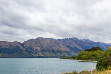 view of northern end of Lake Wakatipu in the South Island , New Zealand