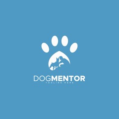 dog mentor logo design negative space