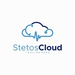 stethoscope cloud logo design line