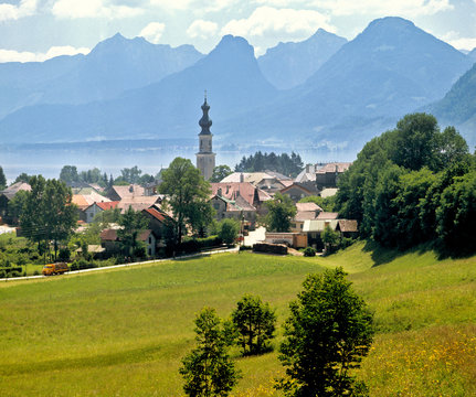 Austria, St. Gilgen. St. Gilgen is at the end of Lake St. Wolfgang in the Salzkammergut, a World Heritage Site, Austria.