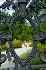 Canada, Nova Scotia, Halifax. Public Gardens, historic Victorian city garden created in 1836, detail.