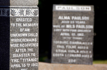 Canada, Nova Scotia, Halifax. Fairview Lawn Cemetery, Titanic grave sites. Grave of the unknown child the most beloved victim in Halifax.