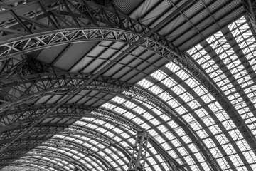 ceiling of roof on railway station in Frankfurt, Germany