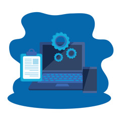 checklist clipboard with laptop computer