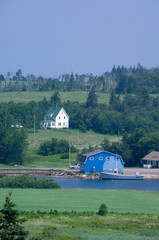 Canada, Prince Edward Island. Hostetter's Overlook, view of typical fishing village.