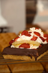 Belgium, Brugge (aka Brug or Bruge). Historic Brugge, UNESCO World Heritige Site. Classic Belgium waffles.