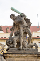 Czech Republic, Prague. Gladiator statue at entrance to Prague Castle.