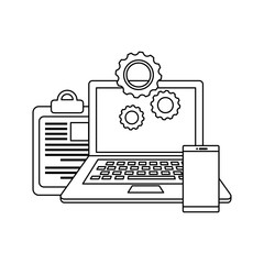 checklist clipboard with laptop computer