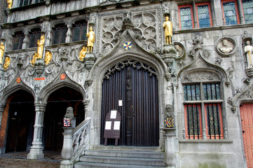 Fototapeta na wymiar Belgium, Brugge (aka Brug or Bruge). Basilica of the Holy Blood (c. 1139-1149) Neo-Gothic style, Relic of the Holy Blood is kept inside.