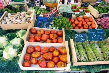 Vegetables in outdoor market, Nice, Cote d'Azur, France, Europe