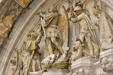 Belgium, Brussels, Grand Place, City Hall architecture.