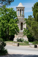 Fototapeta na wymiar France, St. Remy, Glanum, fortified Roman town in Provence. Mausoleum of the Julii
