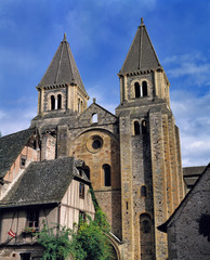 Fototapeta premium France, Conques. Ste. Foy was started in 1050 in Conques in the Lot River Valley in France.
